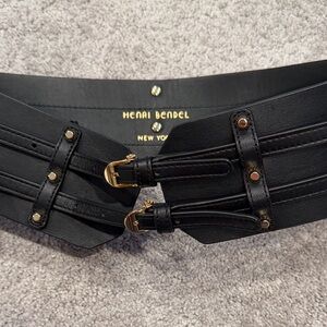 Henri Bendel Black Double Buckle Belt